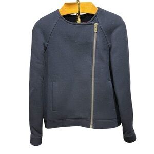 J CREW ~ Double Cloth Navy Blue Wool Moto Style Jacket 6